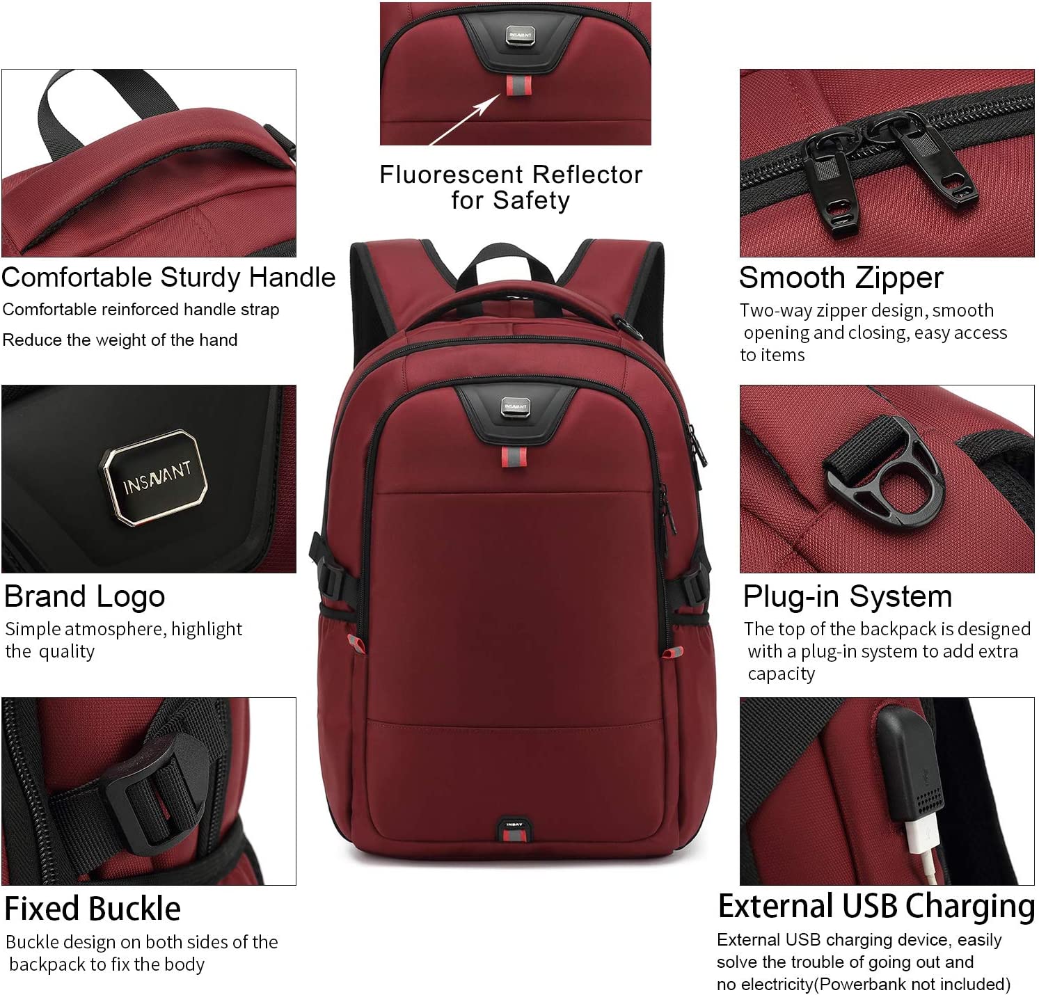 Laptop Backpack 17 Inch Water Resistant Backpacks Durable College Travel Daypack Anti Theft with USB Charging Port Best Gift for Men Women Boys Girls Students(17 Inch, Black) - Image 3